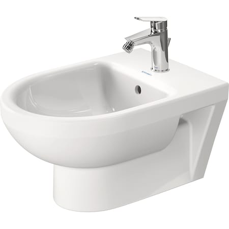 Duravit No.1 Wall-Mounted Bidet, 21 1/4 White High Gloss, Faucet Hole Platform 22791500002